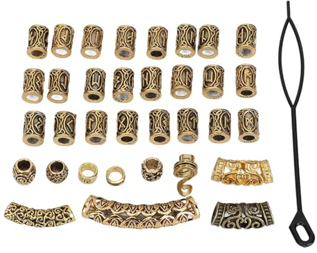 Wikinger-Haarperlen, Legierung, Verstellbare Zöpfe, Ringe, Manschetten, Schmuck, Einfach zu Verwendende, Langlebige Bartperlen für Partys, Hochzeiten, Alltagskleidung