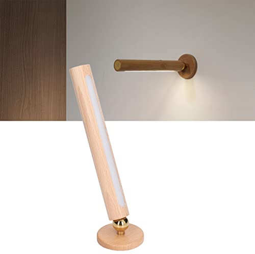 Topyond Verstellbare Wandlampe aus Holz – um 360° Drehbar, Tragbares Magnetisches Licht Mit USB-Aufladung Für Den Nachttischkorridor, Wiederaufladbar, Kabellos Und Hell