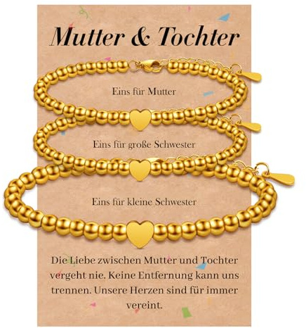 SUNSH 2/3 Stück Mutter Tochter Armband,Mutter Tochter Geschenk,Zurück Zur Schule Geschenke,Muttertags Geschenk, Frauenarmband, Mutter Tochter Geburtstag/Schulanfangs Geschenk,Herz Wunsch Set
