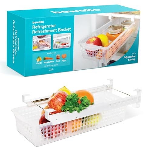 Bewello - Nevera Organizador colgante - 41 x 16 x 9,5 cm - Cajón Extraíble- Caja de almacenamiento del refrigerador - Cestas de refrigerador para frutas o verduras - Para Nevera - Armarios - Armarios