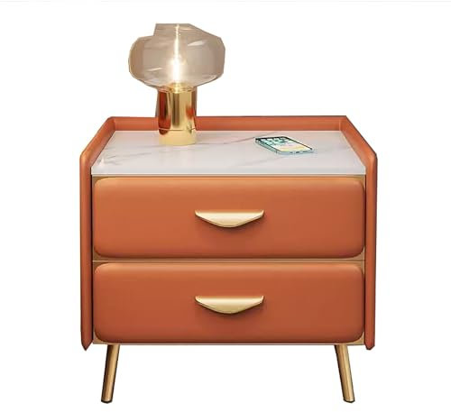 YOIPOA Nachttisch mit Metallbeinen, Beistelltisch mit Schubladen, Schiefer-Schreibtischplatte, für Schlafzimmer/Wohnzimmer/Arbeitszimmer/Flur
