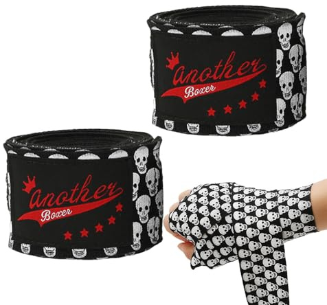 Ranley Boxbandagen für Boxhandschuhe, 3 m, gruselige Totenkopf-Bandagen für Boxhandschuhe, Schutzausrüstung, elastische Bandagen für Muay Thai MMA & Boxen, Sporttraining, Wettbewerb