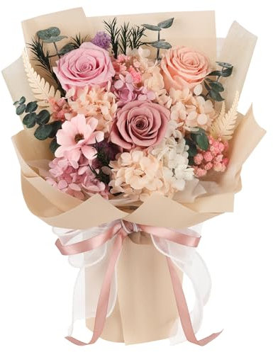 TYL&TYS Flowers for Delivery Prime Preserved Flowers Bouquet that Last 3-5 Years Real Forever Roses Bouquet Mothers Day for Mom Mother Women Wife Girlfriend Anniversary Birthday Gifts for Mom(Pink)