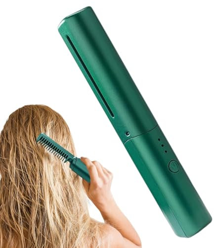 2 En 1 Brosse Lissante Pour Cheveux Sans Fil, Peigne Chauffant,rosse Chauffante Portable 3 Température Peigne De Coiffage, Multifonction Peigne Electrique A Lisser, Lisseur Barbe Homme