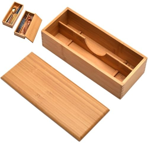 Ymxygz Besteckkasten Aus Holz Deckel, Besteck-utensilienhalter, Japanischer Löffel, Essstäbchen, Aufbewahrungsbox, Besteck-aufbewahrungsschublade Für Die Küche