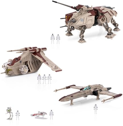 Star Wars Micro Galaxy Squadron Republic Attack Force Bundle Set - Deluxe Battle Pack with Five Vehicles Nine 1-Inch Micro Figure Accessories