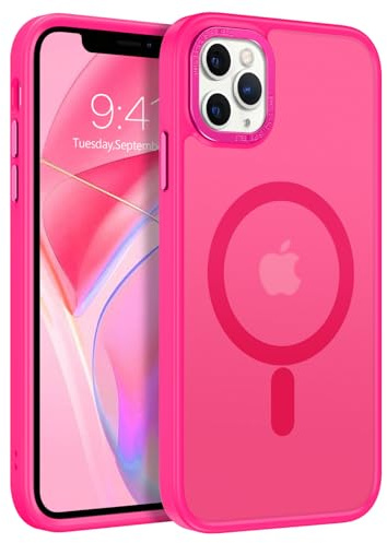 VENINGO Coque magnétique antichoc pour iPhone 11 Pro, compatible avec MagSafe Fuchsia mat