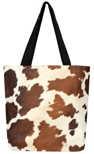 Loussiesd Tiger Print Leinwand Einkaufstasche Tiger Pelz Textur Print Große Kapazität Einkaufsbeutel Luxuriöse Wildlife Tragetasche Stofftasche für Shopping Gym Dekor (kein echtes Pelz)