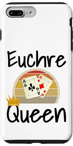 Coque pour iPhone 7 Plus/8 Plus Jeu de cartes humoristique Euchre Queen gagnant pour maman, mère, grand-mère