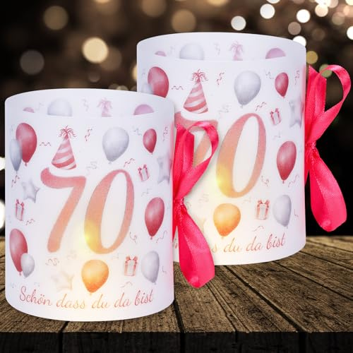 Lot de 16 photophores décoratifs de table pour 70e anniversaire homme femme 70 ans Décoration de table pour fêtes, baptêmes, communions, confirmations, bar/Bat Mitzvahs Bougie chauffe-plat ou bougies