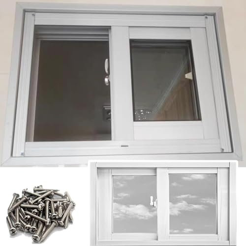 38X14In 95X35Cm Kleines Kellerfenster, Ersatz-Haushaltsfenster Für Badezimmer Schuppen Hühnerstall, Horizontales Schiebefenster, Weiß (Bxh