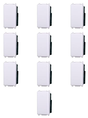 10x Invertitore 16A, Moduli Bianchi, Compatibile Con Vimar Plana, frutti, interruttori, pulsanti, deviatori, dimmer, sensori, PIR, buzzer, Per Placche originali e compatibili