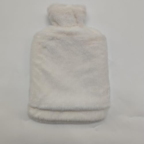 BOLEi Wärmflasche mit Weichem Bezug –Auslaufsicher 2L Groß Wärmflaschen mit Känguru-Tasche,Naturkautschuk +Bettflasche Flauschig,Geschenke für Männer Frauen (Weiß)