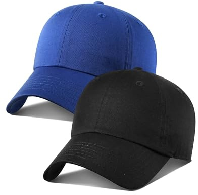 GADIEMKENSD 2-pack extra böjt paraply baseballkeps, ostrukturerad design, premium bomull, unisex, Svart, kungsblå, 54-60