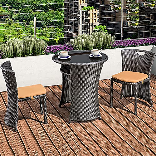 Juego de bistró, con sillas acolchadas, juego de conversación de patio para balcón y jardín, con diseño de ahorro de espacio, juegos de muebles de exterior de 3 piezas