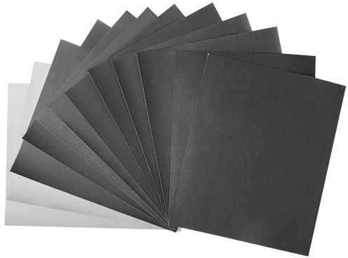 MOGRQAP Set di Carta Vetrata a Grane 400-3000, 12 Pezzi 23 x 28 Cm Carta Abrasiva per Lucidare a Secco e a Umido per Auto Metalli Pareti Mobili in Legno
