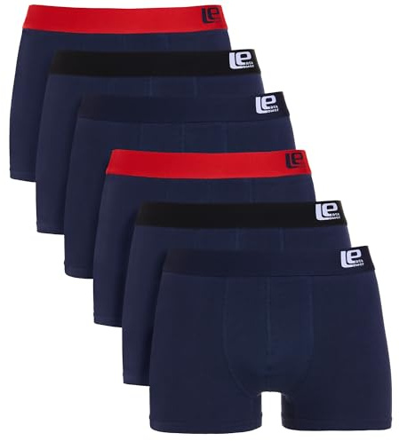Lower East H boxershorts, retro, set om 6, Mörkblå med svart och röd, M