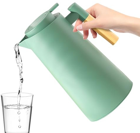 Thermal Carafe, Glass Lined Coffee Pitcher, Adorable Heat Retention, Portable Insulated Water Pitcher Tea Jug Beverage Dispenser for Travel, Camping, Restaurant and Home Use