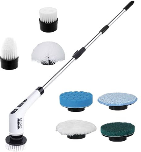 Zunishaone - Cepillo para limpiar la baldosa de ducha 9 en 1, mango largo antideslizante, limpiador, para casa, cocina, garaje al aire libre