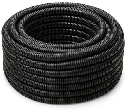 Tuyau ondulé flexible diamètre 20 mm – Bobine de 50 mètres – Gaine de protection des câbles électriques – Résistant léger et facile à poser – Couleur noire