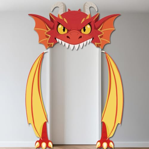 WADORN Türbanner Dekorationen Zum Thema Drachenparty, 270x180cm Magischer Ritter Geburtstagsbanner Veranda Zeichen Foto Drachen Hängende Fotografie Hintergrund Kulissen Für Party Dekore