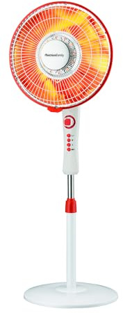 SUNRISE Stufa Radiante a Piantana con Resistenze al Carbonio | Riscaldatore 1100W a Basso Consumo, Diametro 40 cm, Timer 60 min, 2 Livelli di Potenza, Funzione Swing