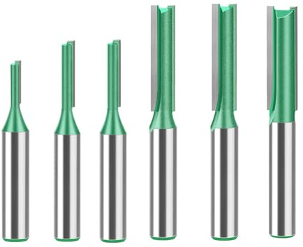 6 Fraises à Rainurer 8mm - Set de 6 Tailles Différentes (3mm, 4mm, 5mm, 6mm, 7mm, 8mm) pour Bois - Fraises à Queue pour Défonceuse, Fraiseuse à Lameller et Travaux du Bois