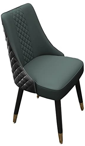 Natliedop Esszimmerstühle, Mid-Century Modern, Leder-Seitenstühle für Büro, Küchenstuhl, Wohnzimmer mit Rückenlehne und gepolsterter Sitzfläche, Akzentstuhl mit Holzbeinen (grün)