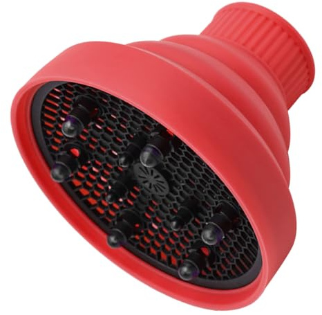 minkissy Silicone Hair Diffuser Cover for Blow Dryer Large Red Foldable Universal Hair Dryer Attachment Protective Cover for Home and Salon Use