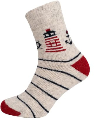HomeOfSocks Wollsocken Maritim mit Anker und Steuerrad – Extra komfortabler Bund 80% Wolle | Wolle · atmungsaktiv · klimaregulierend · strapazierfähig · elastisch · Wärmend · Weich · Casual