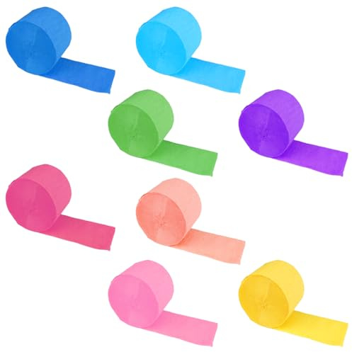 8 Rollos De Papel Crepé Colorido, 4,5 cm X 25 m Papel Crepé Multicolor, Serpentinas Papel Crepe Multicolor, Papel Crepe Manualidades para Bodas, Carnaval, Celebraciones y Proyectos Creativos