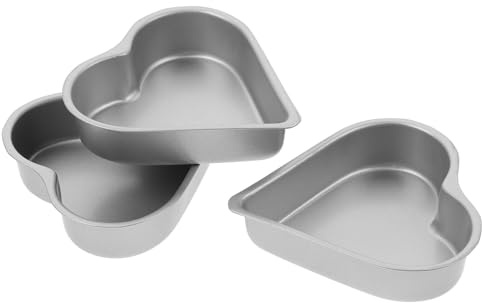Uonlytech Moldes para Pastel Forma de Corazón 3 Piezas de Acero Carbono Antiadherente 97X95X24 CM para Hornear Postres Repostería Casa y Profesional