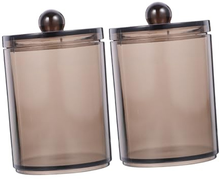 Alipis 2 piezas Organizador de Tarros de Algodón con Tapa Caja Dispensadora de Bastoncillos para Baño de Unidades Negras Transparentes Almacenamiento Compacto y Portátil para Hisopos