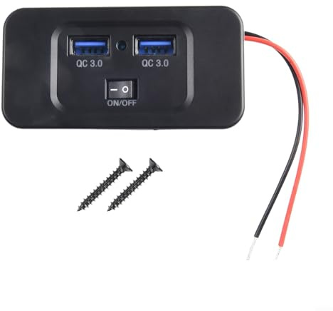 Presa di ricarica rapida per auto, 12 V, 24 V, doppia presa USB per montaggio a pannello, con porte QC 3 0 per una ricarica efficiente di auto, moto, barche, camper, compatibile con dispositivi USB