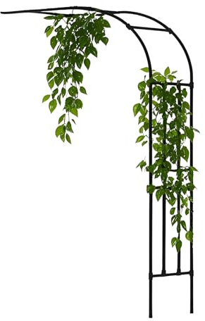 Black Metal Rose Arch for Climbing Plants, Garden Arches & Pathways, Sturdy Support, 240cm Height, Perfect for Outdoor Decor & Plant Training
