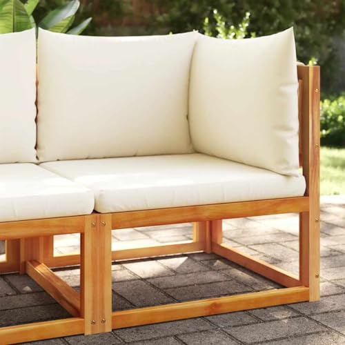 Mimdixy Lounge Sofa, Gartenmöbel Set, Sitzgruppe Outdoor, Loungesofa, Outdoor Möbel, Gartensofa Ecke mit Kissen Holz Akazie & Seil Modern Stil für Innen und Außenbereich, Terrasse