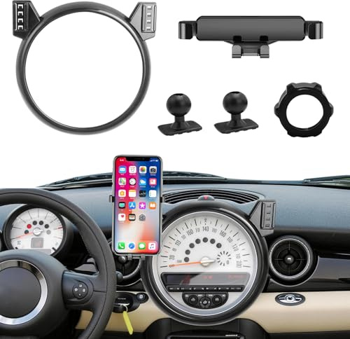 TTCR-II Soporte Teléfono Compatible con Mini Cooper R56 R56 R57 2007-2013 | R55 Soporte Movil Coche para 360° Giratorio, R56 R57 Portamóvil para Coche el Salpicadero Mini Cooper Automóvil Accesorios
