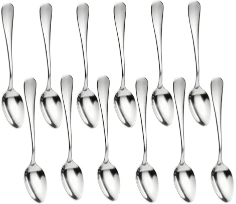 HoxzoDa 12 Cuchara De Café 12,5cm Cucharillas de Café de acero inoxidable | Cuchara de Postre Pequeña Para Té, Café, Postres Para Complementar Tu Cubertería Y UN Regalo Aptas Para Lavavajillas