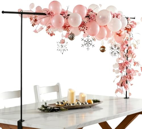 VETOLAKA Arco da tavolo regolabile: supporto ad arco da tavolo in metallo regolabile 250 cm, design multisegmento con morsetti, arco a palloncino da tavolo, per matrimonio, compleanno, festa