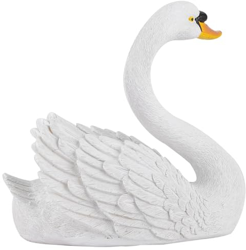 TYTOGE Flytande Harts Swan Statyett, Livlig Swan Dekoration med Damm Trädgårdslandskap för Gårdsplan