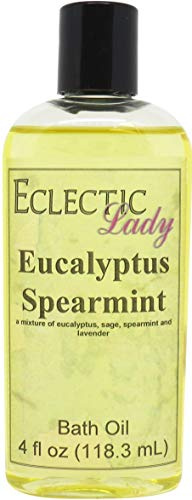 Eucalyptus Spearmint Bath Oil - Scented Body Oil - Relaxing & Moisturizing Bathing Oil - Fragrance Body Oil For Dry & Rough Sensitive Skin - 4 oz