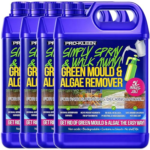Pro-Kleen Patio Cleaner Green Mould and Algae Killer Simply Spray & Walk Away Concentrate Remover 20 Litres for Paths Patios Fencing Decking and Driveways
