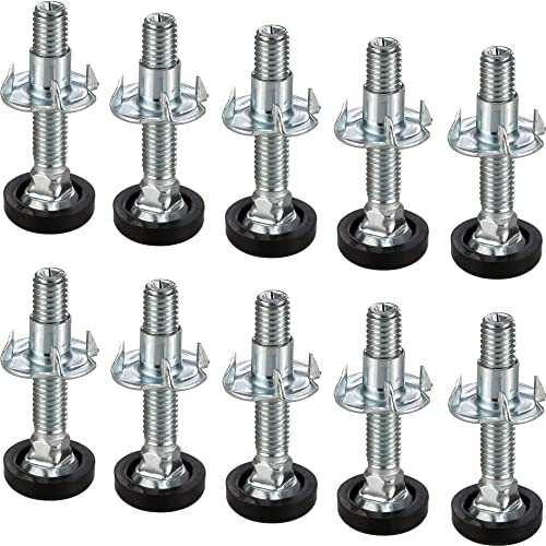 Gedotec adjustable furniture feet M8 adjustment screw height-adjustable galvanized steel | 10 pieces levelling feet - furniture screws with drive-in nut | M8 x 45 mm | load capacity: 300 kg