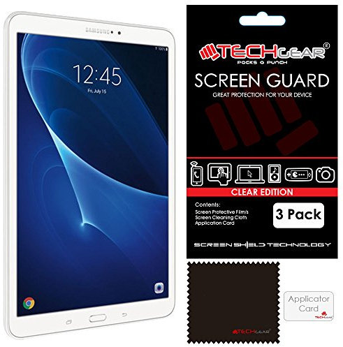 TECHGEAR [Pack of 3] Screen Protectors Compatible with Samsung Galaxy Tab A 10.1 2018/2016 (SM-T580 / SM-T581 / SM-T585) - Ultra Clear Lcd Screen Protector Guard Covers