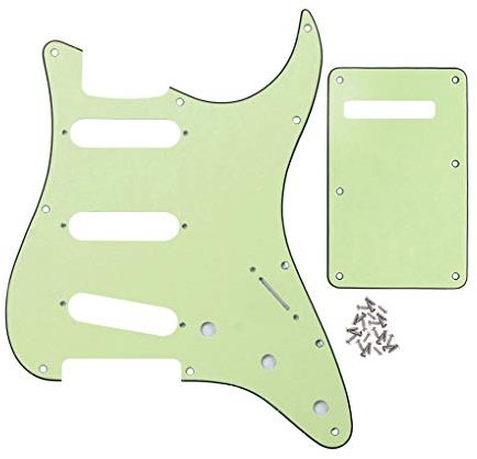 FLEOR 8 Löcher ST Pickguard SSS Style Scratchplate und Tremolo Cavity Cover und Befestigungsschraube für Vintage ST Gitarre, 3Ply Mint Green