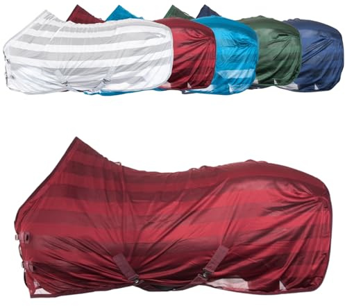 RL24 - Fliegendecke für Pferde Basicline – Weinrot – Gr. 165cm | Effektiver Schutz vor Insekten – Ekzemerdecke mit verstellbarer Kreuzbegurtung – atmungsaktiv & strapazierfähig