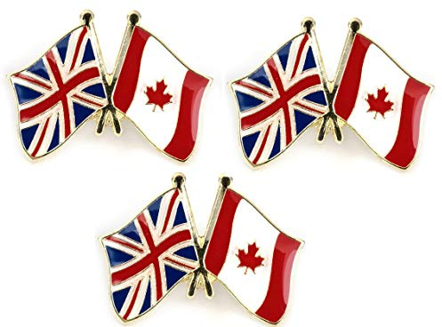 set of 3 x United Kingdom flag Union Jack and Canada friendship metal pin badges badge