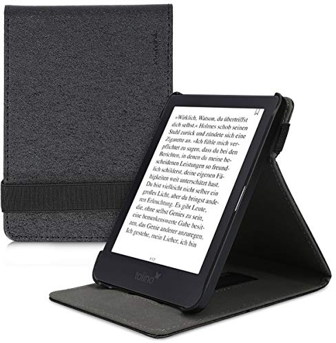 kwmobile Schutzhülle kompatibel mit Tolino Shine 3 - Hülle e-Reader mit Schlaufe Ständer - - Schwarz