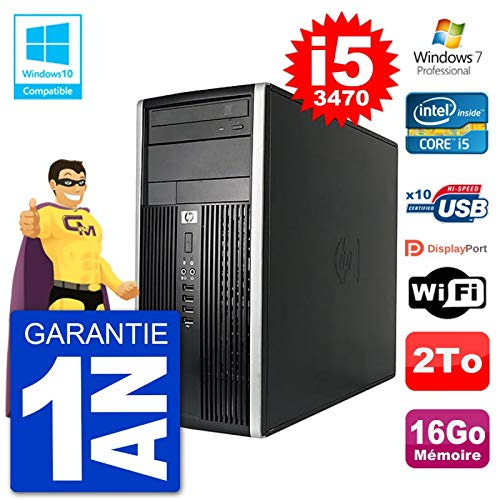 PC HP 6300 MT Intel Core i5-3470 RAM 16Go Disque 2To Graveur DVD WiFi W7 (Reconditionné)