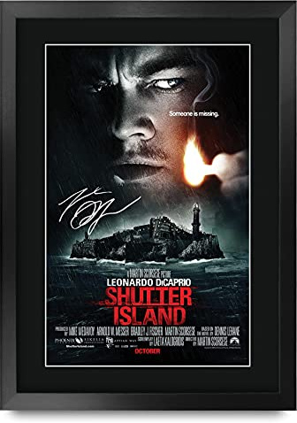 HWC Trading A3 FR Shutter Island Movie Poster Leo DiCaprio Signed Gift FRAMED A3 Printed Autograph Film Gifts Print Photo Picture Display